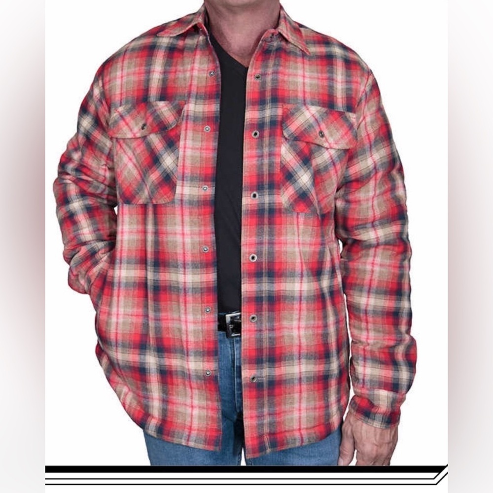 Grizzly Mountain Mens Red Plaid Sherpa Lined Flannel Shirt Jacket Small RN117984